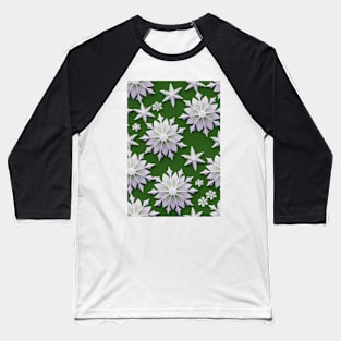 Christmas Seamless Pattern - Snowflakes on green #2.1 Baseball T-Shirt